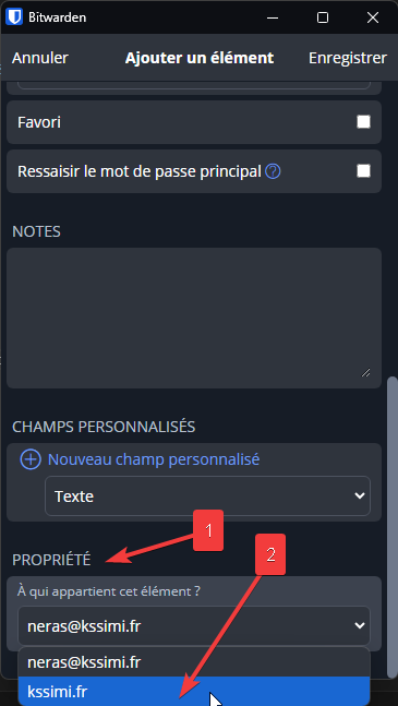 Nouveau mot de passe partagé